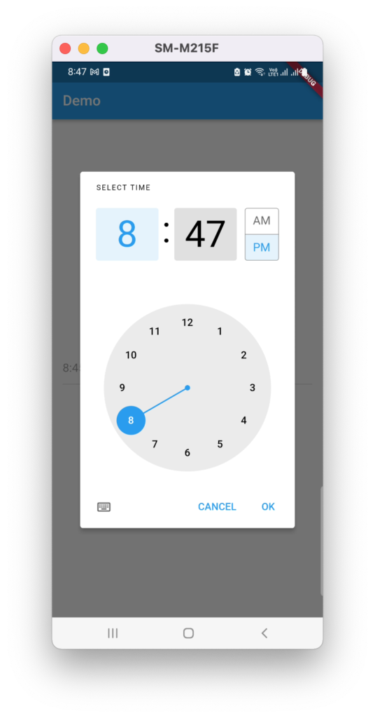 Time picker dialog in flutter